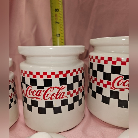 Vintage Coca-Cola Coke Checkerboard Four Tier Canister Storage Jars - Picture 9 of 11